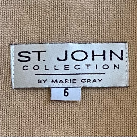 St. John Tan Boucle Knit Long Jacket and Skirt - Picture 9 of 9